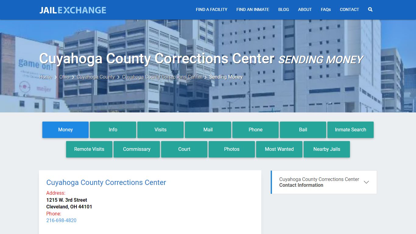 Cuyahoga County Corrections Center Sending Money - Jail Exchange